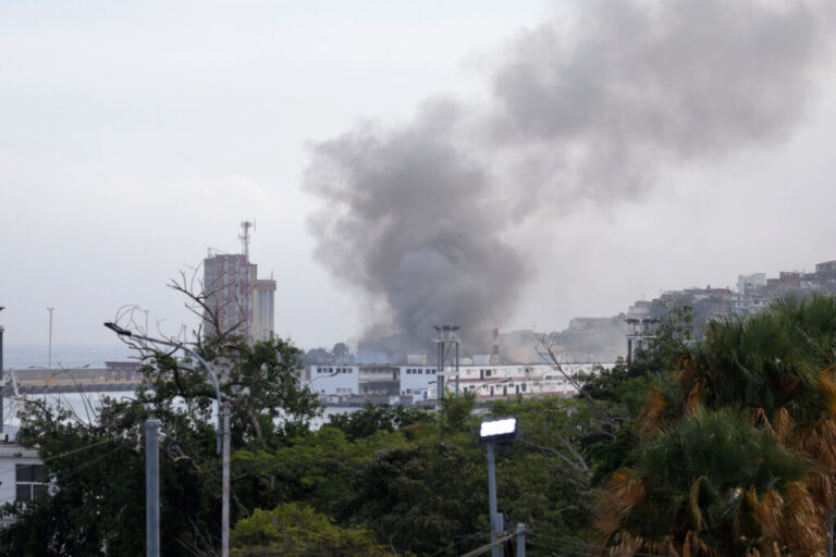 Smoke rises from Port of La Guaira in Venezuela on Jan. 3, 2026 after U.S. forces seized the country's president, Nicolas Maduro and his wife.