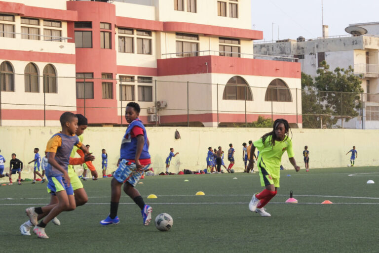 Praia, Cape Verde (April 9, 2026) — Pedro Bettencourt, president of the country’s prestigious youth football training school known by its Portuguese acronym EPIF, says he has seen a shift in young players since the national team’s recent success. Here, players prepare for a training session.