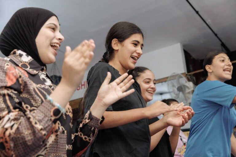 Palestinian girls gather to train in jiu jitsu in the refugee camp of Bourj el Barajneh in South Beirut.