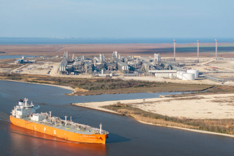 In an aerial view, the Sabine Pass liquefied natural gas plant owned by Cheniere Energy is seen on February 10, 2025 in Cameron, Louisiana.