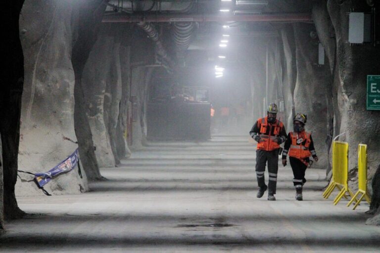 Employees of the Codelco's Chuquicamata copper mine work in Calama in Chile's Antofagasta province, on April 11, 2023.