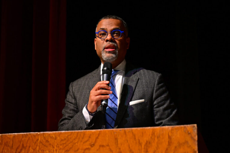 Eddie Glaude Jr. speaks in Philadelphia on March 1, 2023.