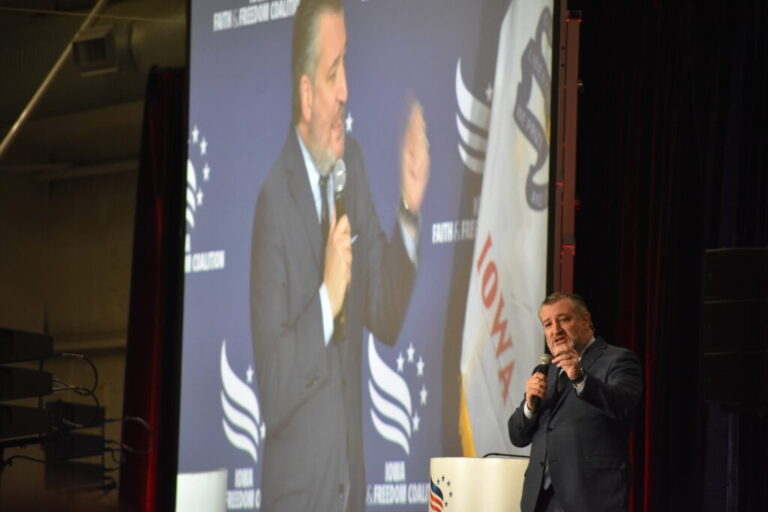 Republican Texas Sen. Ted Cruz speaks at the Iowa Faith and Freedom Coalition's Spring Kickoff event May 1, 2026.