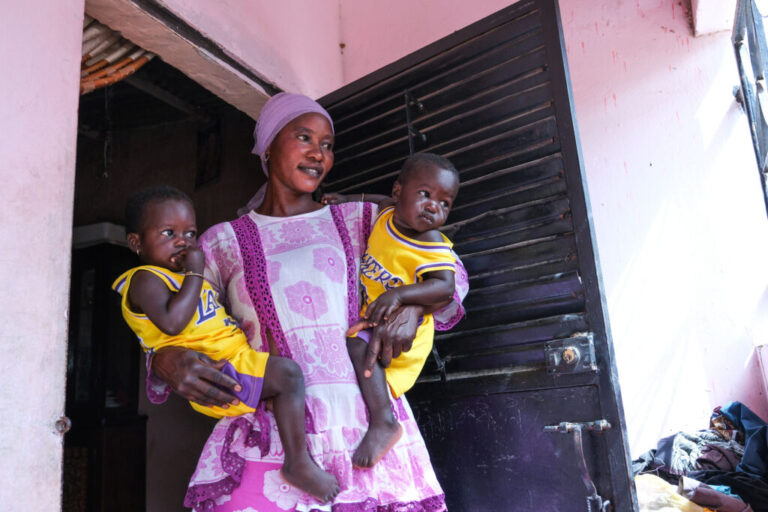 Keur Mbar, Senegal (May 4, 2026) - Yacine Lo, and her twin children, Mame Diarra and Mame Khadim,