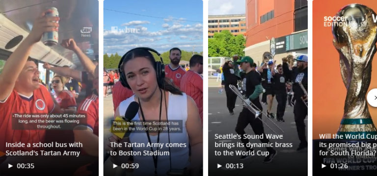 Screenshot of four video thumbnails.
