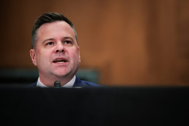 Bill Pulte testifies before the Senate Banking Committee on Feb. 27, 2025. President Trump has picked Pulte to serve as acting director of national intelligence.