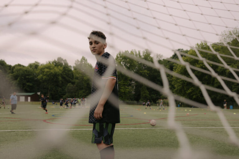 Omar Almashni stands for a portrait during an evening practice with the Palestino Soccer Academy at Frank D Zaccaria Memorial Park in Woodland Park, New Jersey, on Saturday, June 6, 2026.