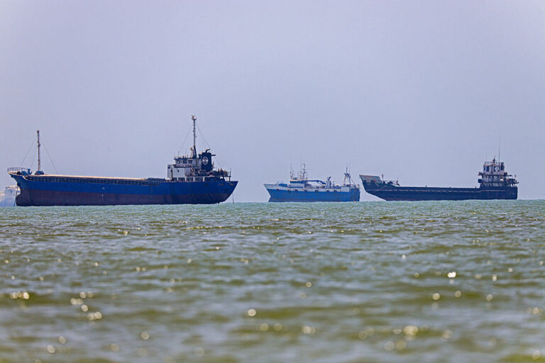 In this picture obtained from Iran's ISNA news agency on Thursday, vessels are seen anchored in Bandar Abbas along the Strait of Hormuz.