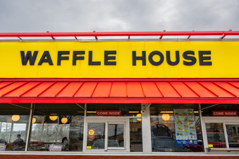 The entrance to a Waffle House is seen on February 05, 2025 in Austin, Texas.