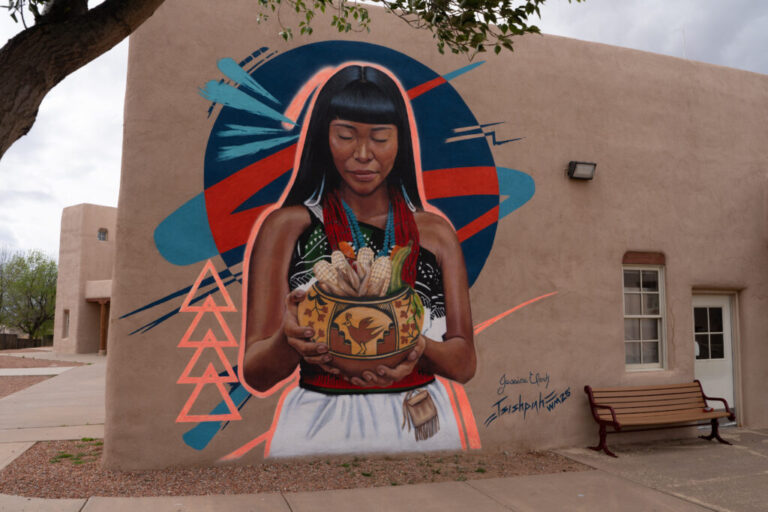 Mural by Jessica Clark on the wall of Santa Fe Indian School.