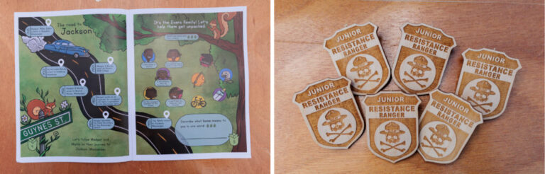 Newly banned booklets from other National Parks are presented during the America 433 pop up event at Harpers Ferry National Park; Junior Resistance Ranger pins are given out at the same event.