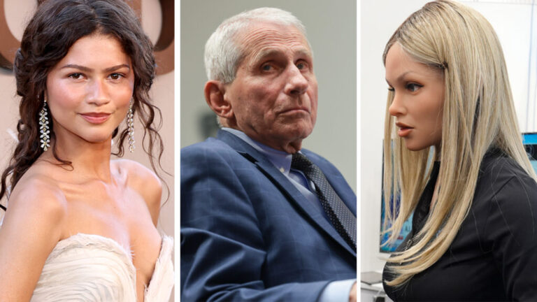 From left: Zendaya, Anthony Fauci, creepy robot lady.