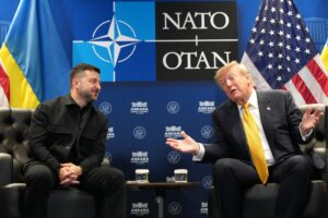 Trump wraps NATO summit on a positive note,  after meeting Zelenskyy