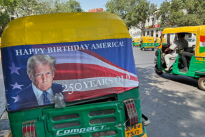 Rickshaws in India celebrating America’s birthday