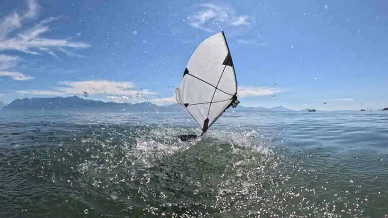 Scientists tested their aerial-aquatic flying robot in Lake Geneva, proving that it had enough speed and power to lift itself out of the water with its wings alone.