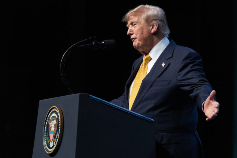 President Trump holds a press conference at Beştepe Presidential Compound during the NATO Summit on July 8 in Ankara, Turkey.