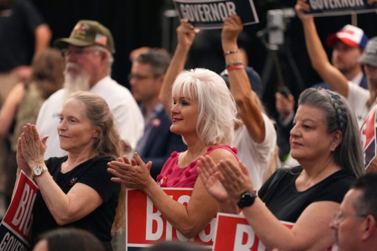 Supporters of Rep. Andy Biggs, who is running in the primary for Arizona governor, at a campaign event last week.