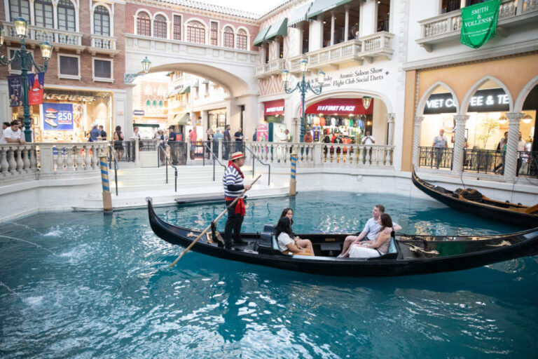 Gondola riders at Venetian/Palazzo in Las Vegas, Nevada on Tuesday June 23,, 2026. Krystal Ramirez for NPR