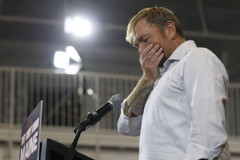 Now-former Democratic Senate candidate Graham Platner speaks at his primary election night event on June 9 in Blue Hill, Maine. Platner officially dropped out of the race July 10 following rape allegations from a former romantic partner that he denies.