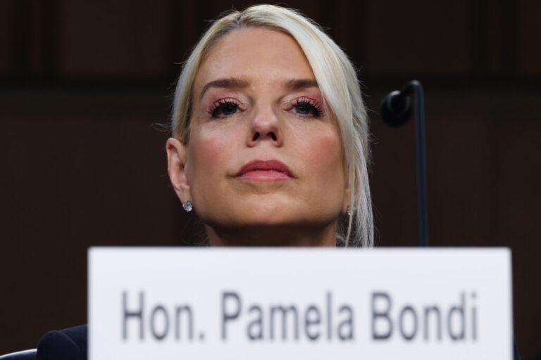 Attorney General Pam Bondi arrives to testify before the Senate Judiciary Committee in Washington, D.C., on Oct. 7.