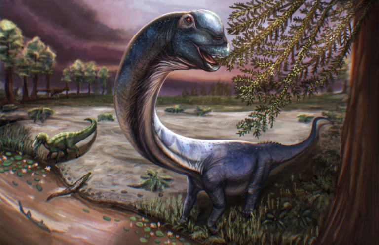 An artistic illustration of the Nagatitan, the largest dinosaur discovered in Southeast Asia.