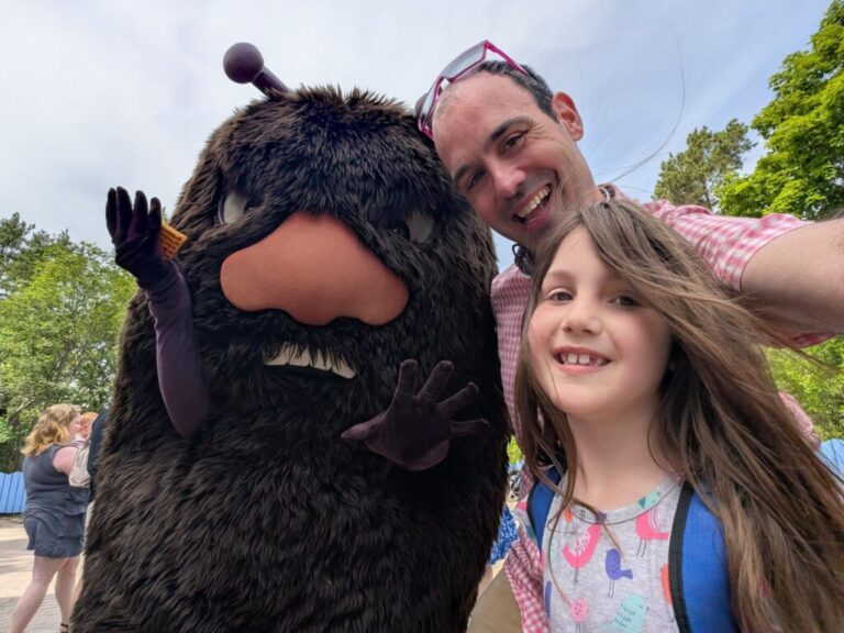 David Streever takes a selfie while on vacation with his daughter and a character at Moomin World in Finland. He was contacted by Homeland Security Investigations officers five months after sending an email to Todd Lyons, the former acting director of U.S. Immigration and Customs Enforcement.