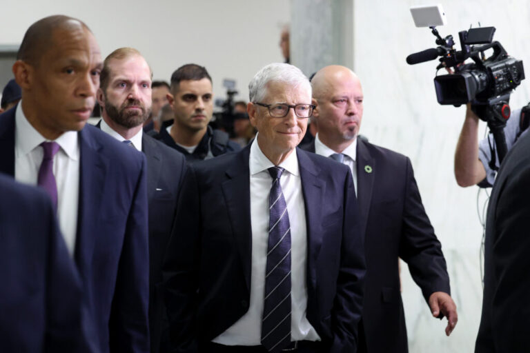 Microsoft cofounder Bill Gates arrives to testify at a closed-door interview with the House Oversight Committee on Capitol Hill on Wednesday in Washington, D.C. The committee is continuing to hold closed-door interviews as part of an investigation into convicted sex offender Jeffrey Epstein.