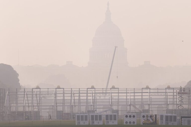 Smoke from massive wildfires in Canada and Minnesota engulf the Washington, D.C. skyline, on Friday.