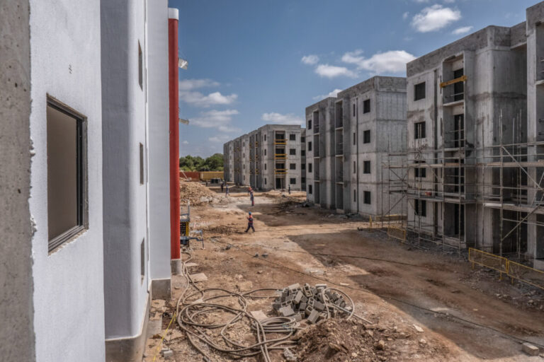 A construction site at Tatu City where several graduates of the Buildher training program now work, in Nairobi, Kenya.