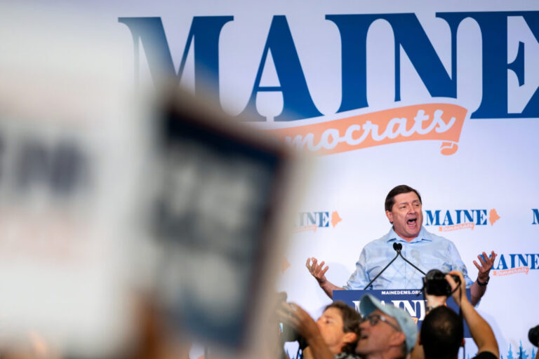 Troy Jackson, U.S. Senate Candidate speaks during the Nominating Convention at the Bangor Cross Insurance Center on Saturday, July 25 in Bangor, Maine. Delegates from all 16 Maine counties headed to Bangor for the Special Nominating Convention, where they heard from Troy Jackson, U.S. Senate Candidate, and Saundra Pelletier, U.S. Senate Candidate, and voted to elect one as Maine’s next Democratic Senate nominee who will take on Susan Collins in November.