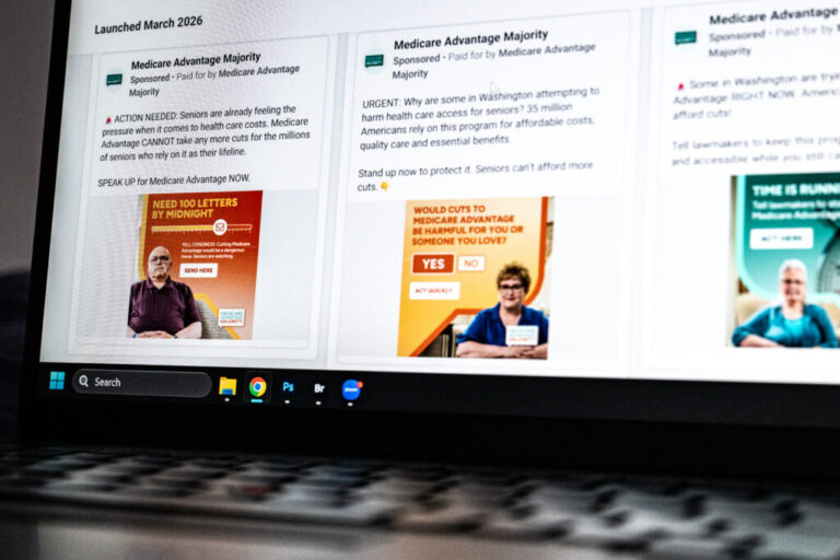 Medicare Advantage Majority has spent more than $3.1 million on hundreds of Facebook ads since September 2024, according to Facebook’s Ad Library, a database of the company’s online ads. (Eric Harkleroad/KFF Health News)