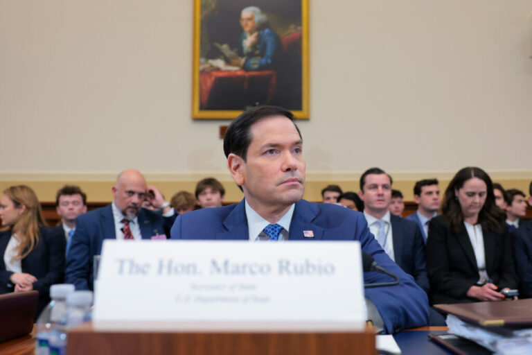Secretary of State Marco Rubio prepares to testify during a House Committee on Foreign Affairs hearing in the Rayburn House Office Building on June 3.
