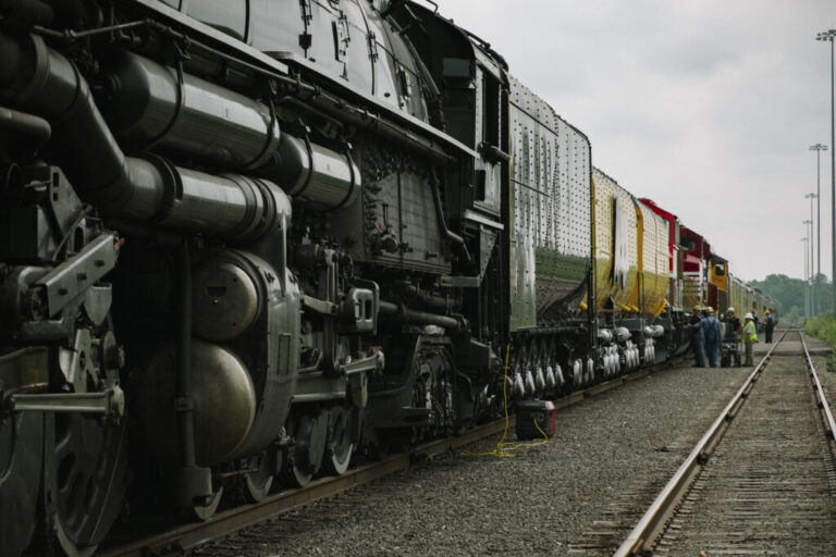 Union Pacific’s Big Boy No. 4014, the world’s largest operating steam engine locomotive, is seen during a stop in Philadelphia, Pennsylvania on Sunday, July 5, 2026. As part of the celebration for America’s 250th anniversary, the steam engine train was on tour for public display in multiple cities and states across the United States.