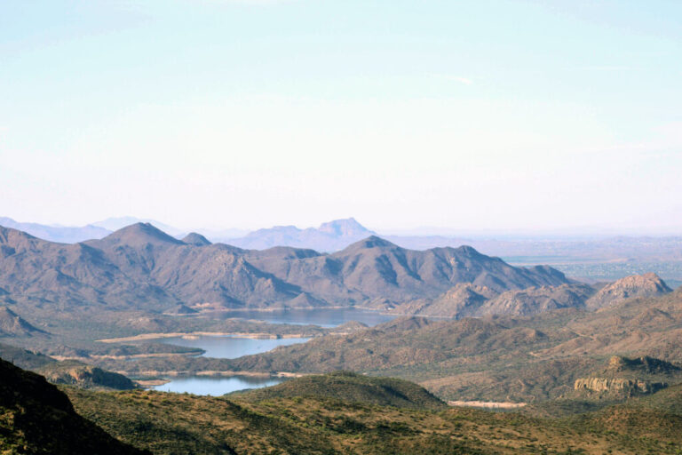 An aerial photos of the Salt River and Its Reservoirs on April 23, 2026