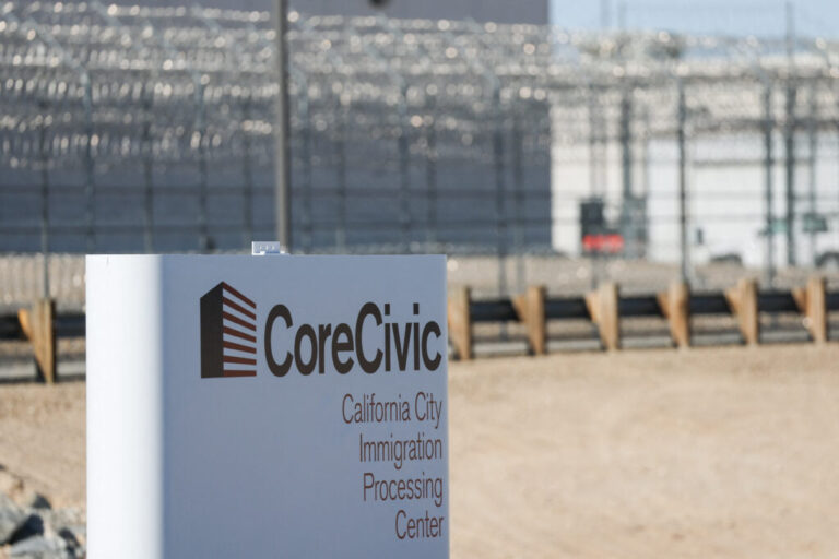 The CoreCivic, Inc. California City Immigration Processing Center stands in the Kern County desert awaiting reopening as a federal immigrant detention facility under contract with the US Immigration and Customs Enforcement (ICE) in California City, California on July 10, 2025.