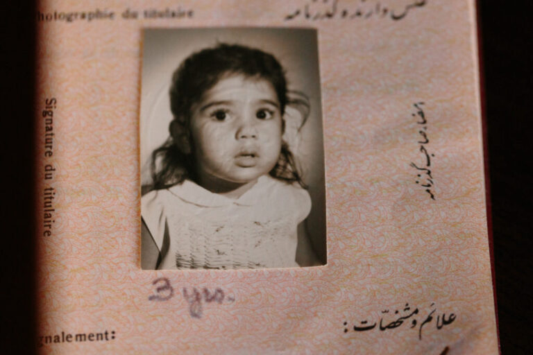 The Iranian passport of an adoptee brought to the United States by her American parents from Iran as a young child, photographed in California on Feb. 21.