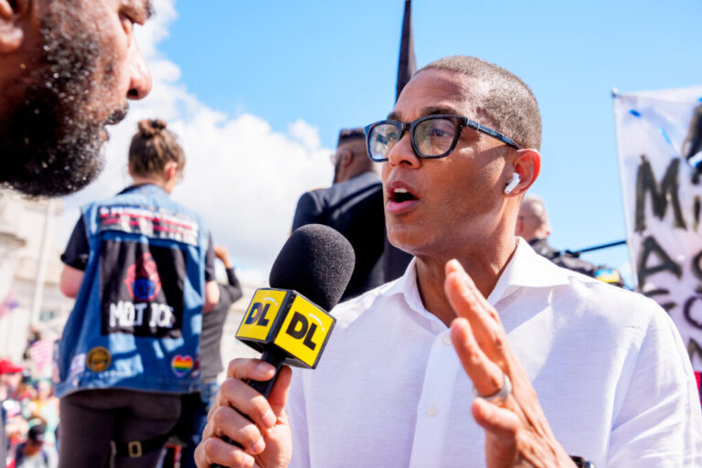 Journalist Don Lemon interviews Rep. Al Green, D-Texas, at a rally at Columbus Circle near Union Station in Washington, D.C., on Sept. 2, 2025.