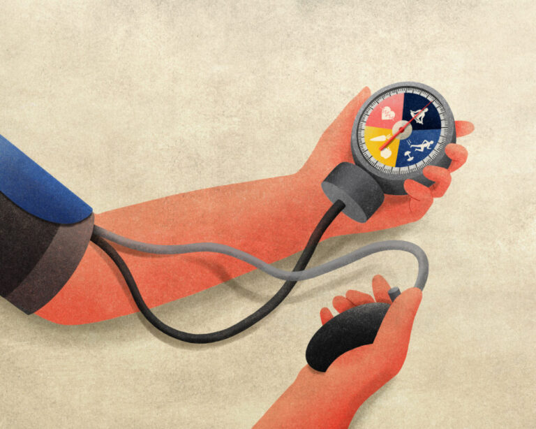 A blood pressure cuff on an arm