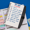 A flat lay photograph of different types of to do lists is photographed from above. Including a planner with time boxing, a to do list in a spiral notebook, a to do list app on a phone and post it notes. The types of to do lists are laid on a background of colorful squares in yellow, fuchsia and yellow.