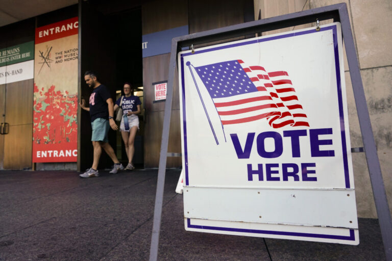 Voters leave their polling station in Kansas City after voting in the Missouri primary election on Aug. 2, 2022. In 2026, Missouri is one state considering tougher thresholds for enacting state constitutional amendments.