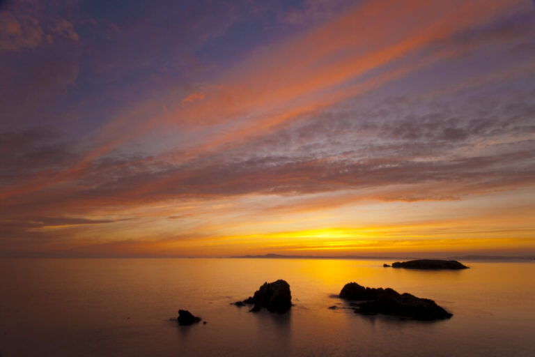 Sunset at Rosario Beach, Deception Pass State Park, Fidalgo Island, Washington.