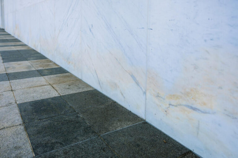 A photo provided by the Kennedy Center shows staining on the exterior of the building.