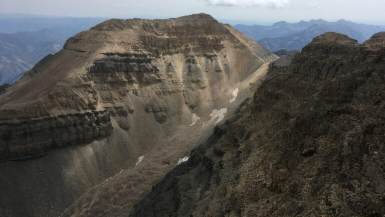 Perspective view on the upper portions of the Timpanogos rock glacier in north-central Utah.