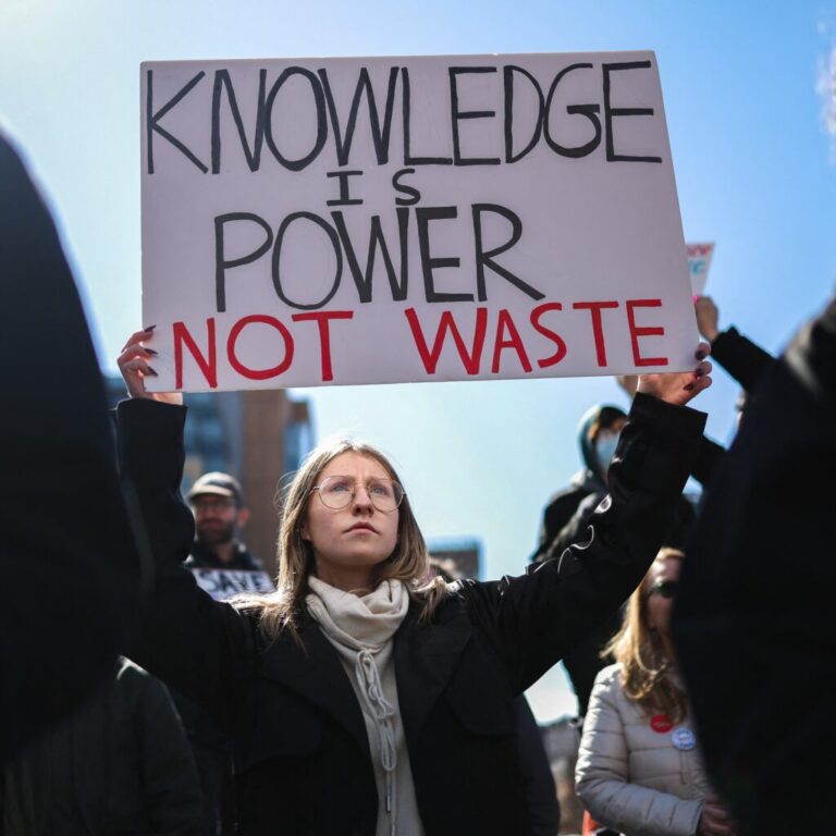A demonstrator at a