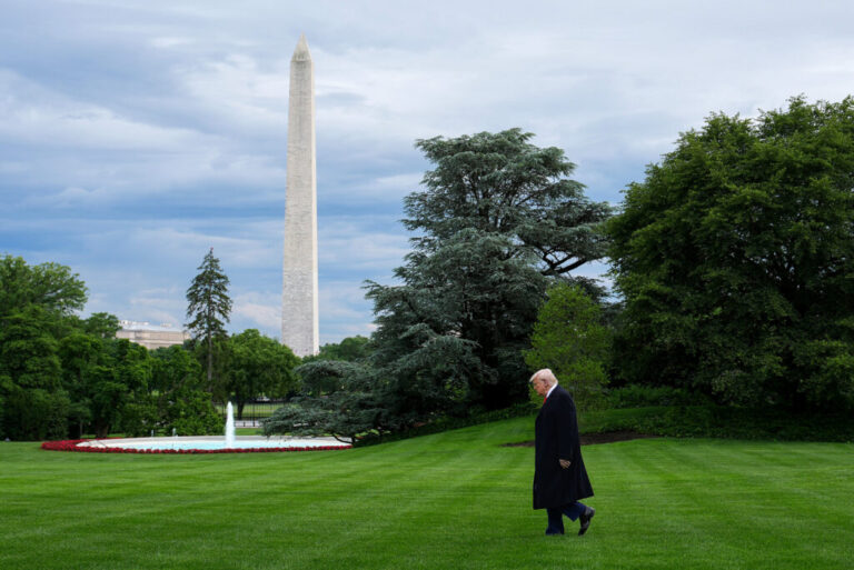 President Donald Trump departs the White House on May 22, 2025, in Washington. Trump traveled to his Trump National Golf Club in Virginia, where he held a dinner for top investors in his $TRUMP cryptocurrency.