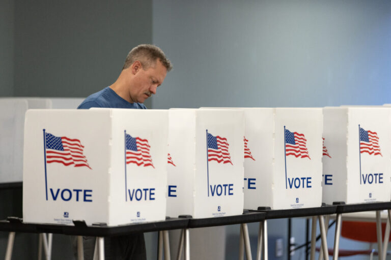 Residents vote in the state's primary election on Tuesday in Madison, Wis.