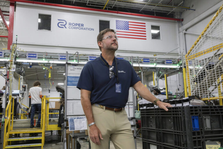 Tony Gabbert is the plant's director of manufacturing operations. He notes that if there's a mistake on in assembly, the AI-powered cameras and sensors will shutdown that part of the line and play loud music.