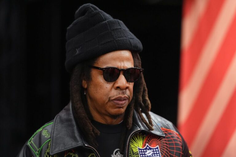 Jay-Z is seen before the 2024 Super Bowl football game between the San Francisco 49ers and the Kansas City Chiefs in February, in Las Vegas.