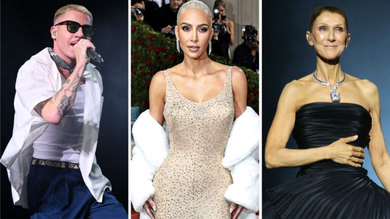 From left: Macklemore, Kim Kardashian, Celine Dion.