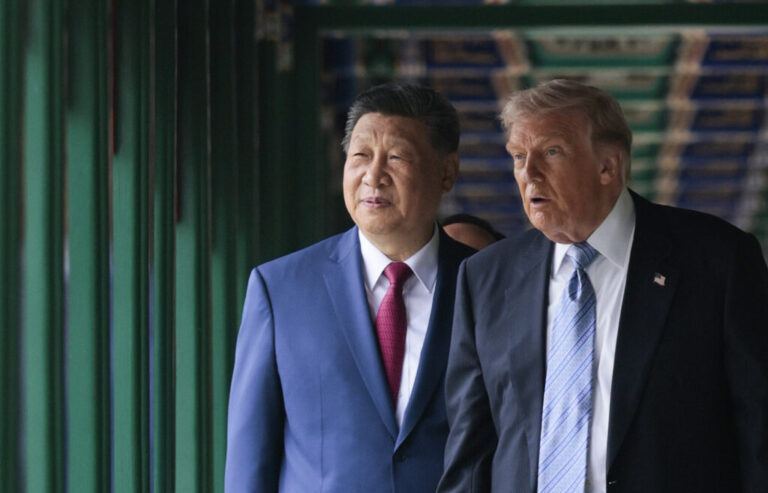 President Trump and Chinese President Xi Jinping tour Zhongnanhai Garden in Beijing in May.
